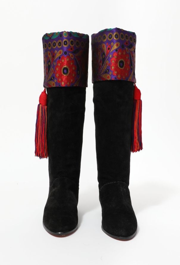 Saint Laurent RARE '70s Couture Embroidered Tassel Boot - 3