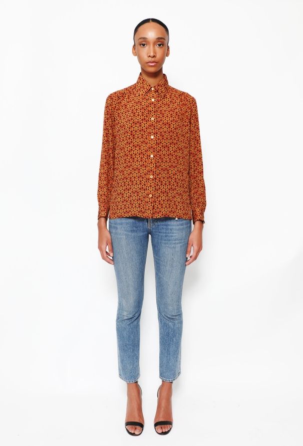 Céline Vintage Graphic Silk Blouse - 2