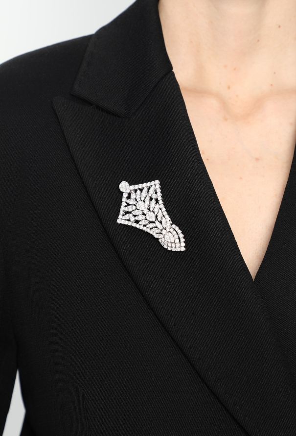 Vintage Fine Jewelry 18k White Gold & Diamond Brooch - 2