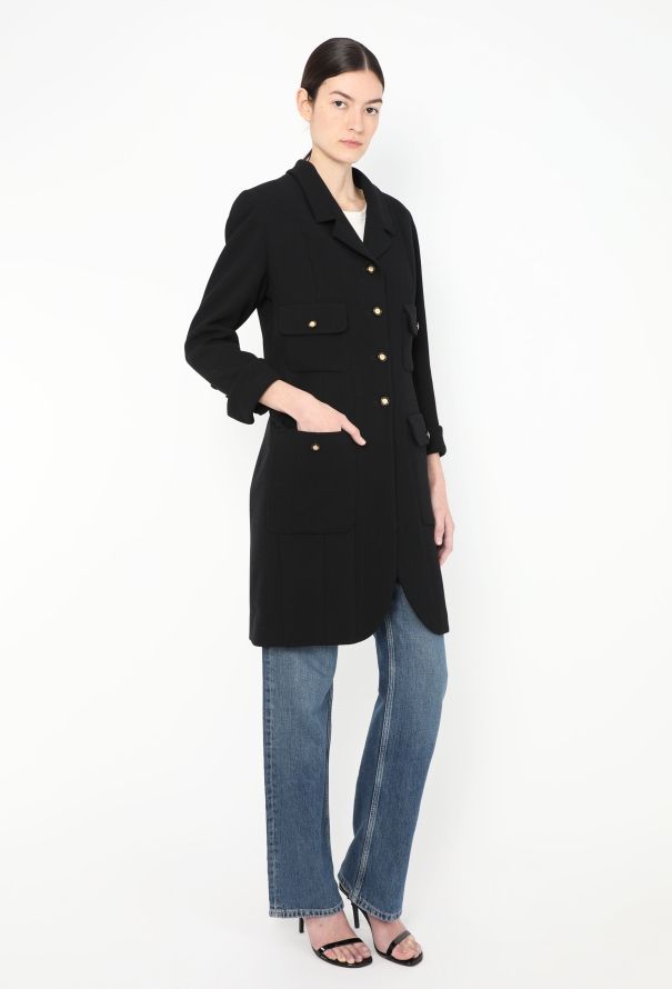 Chanel Rare 1993 Crêpe 'CC' Button Coat - 4