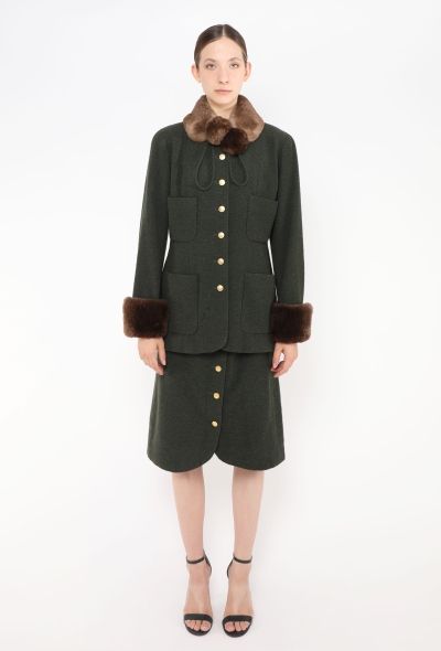 Chanel Late '80s Fur Trim Chevron Ensemble - 2