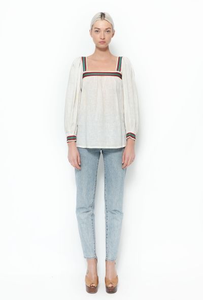 Saint Laurent 1977 Cotton Striped Trim Top - 2