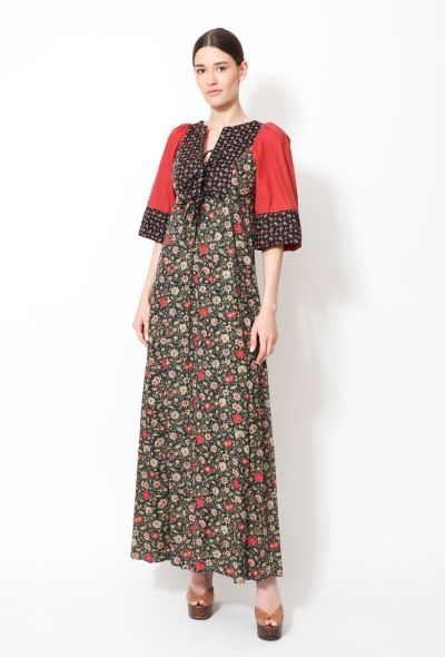 70s Floral Quilted Day Dress - 2