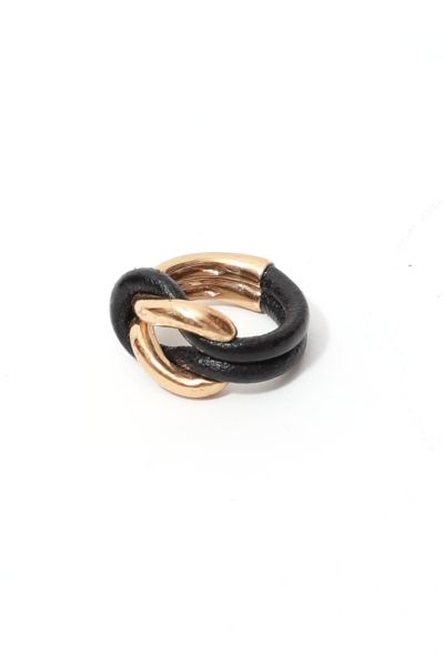 Modern Designers Goldtone & Leather Knot Ring - 2