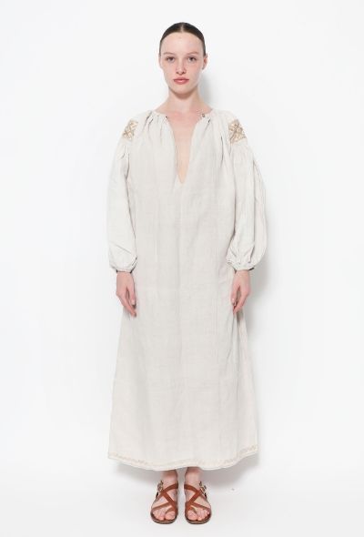 World Treasures Authentic Embroidered Linen Tunic Ivory - 1