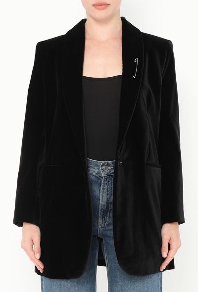 The Row 2022 Jerry Velvet Brooch Jacket - 1
