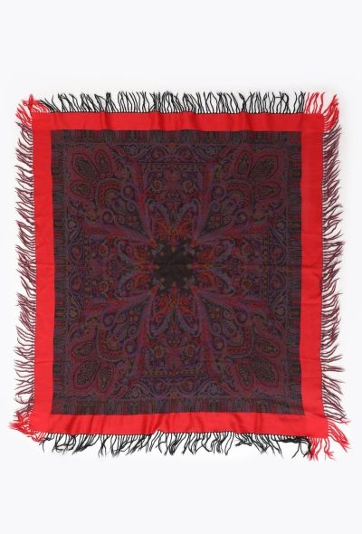 Saint Laurent Vintage Embroidered Paisley Tassel Scarf - 1