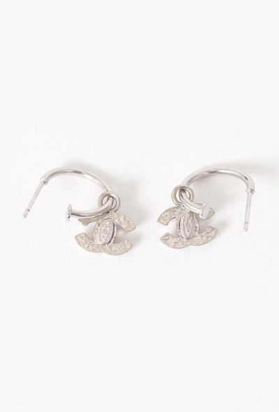 Chanel Enamel Pendant Hoop Earrings - 2