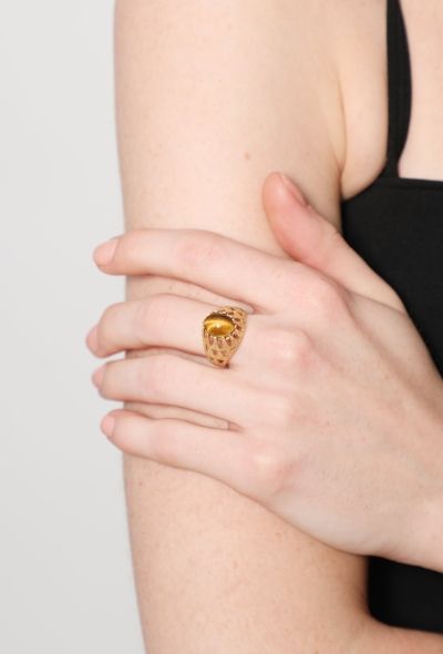 Vintage Fine Jewelry 18k Yellow Gold and Tiger's Eye Ring - 2