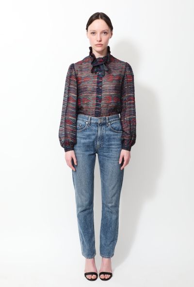 Lanvin 70s Ruffled Lavallière Silk Blouse - 1