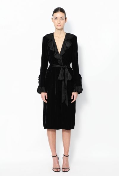 Saint Laurent COLLECTOR F/W 1982 Ruffled Velvet Dress - 1
