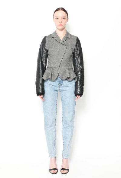 Balenciaga F/W 2002 Wool Leather Peplum Jacket - 1