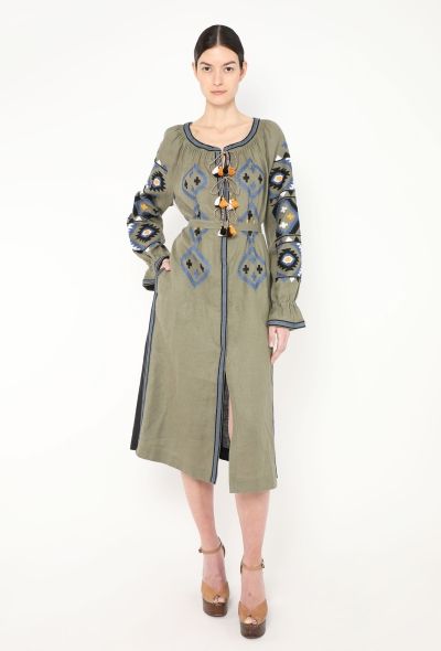 Vita Kin Embroidered Belted Linen Tassel Tunic - 1