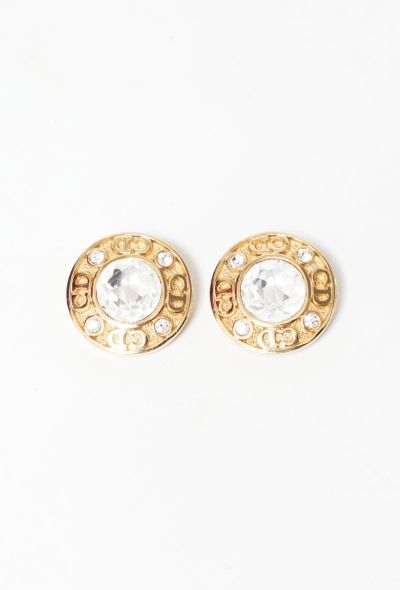 Christian Dior Vintage Strass 'CD' Clip Earrings - 1