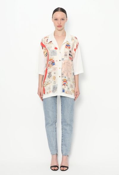 Hermès Vintage 'Numbers and Monograms' Silk Top - 2