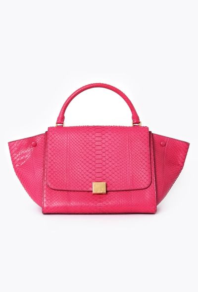 Céline Fuchsia Python Trapeze Bag - 1