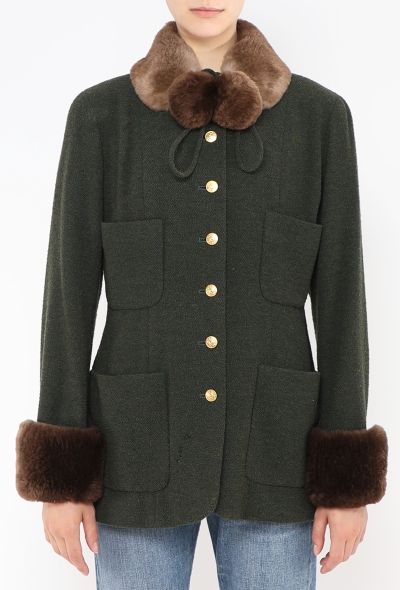 Chanel Late '80s Fur Trim Chevron Ensemble - 1