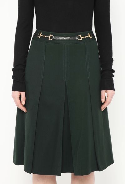 Céline '70s Pleated Twill Horsebit Skirt - 2