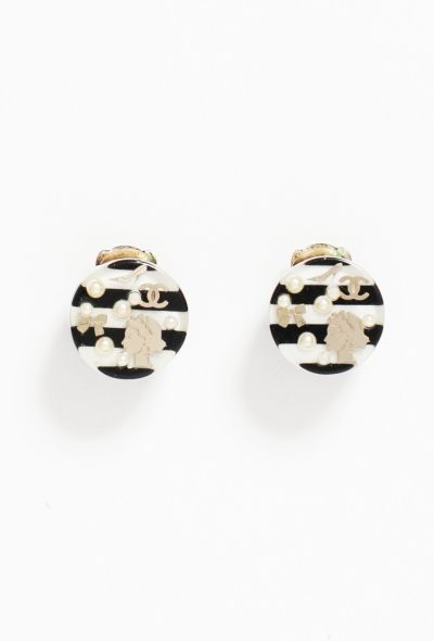Chanel 2006 Icons Striped Clip Earrings - 1