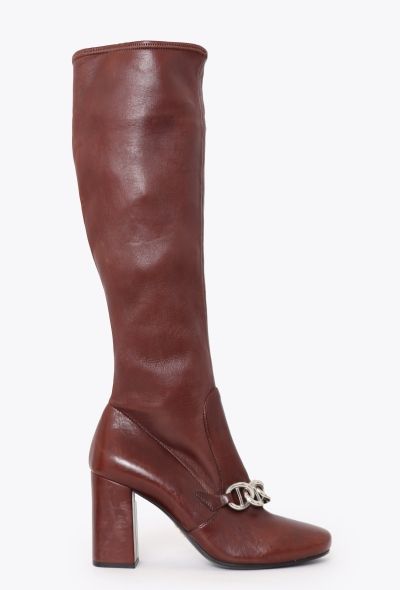 Prada Nappa Leather Chainlink Boots - 1