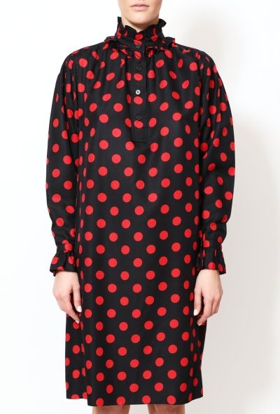 Saint Laurent 70s Polka Dot Smock Dress Black - 2