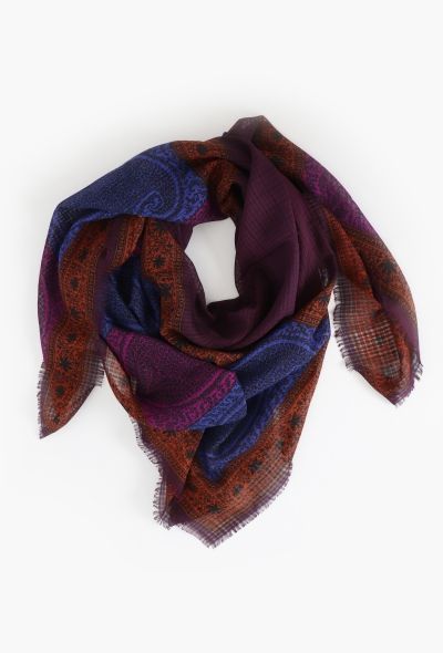 Saint Laurent Vintage Fringed Paisley Scarf - 1