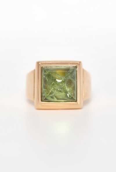 Vintage Fine Jewelry 18k Yellow Gold & Peridot Signet Ring - 1