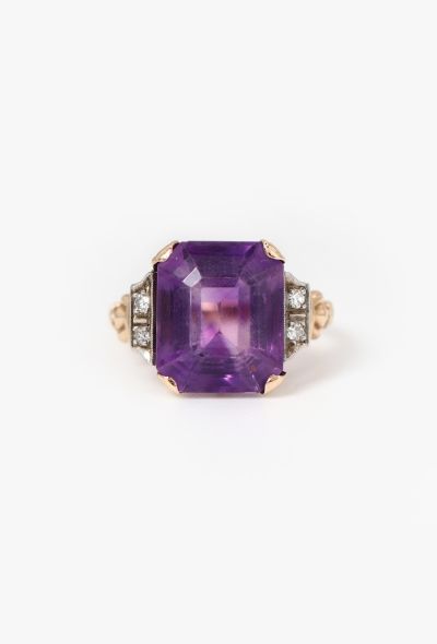 Vintage Fine Jewelry 14k Yellow Gold, Diamond & Amethyst Ring - 1