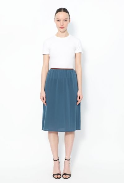 Prada Leather Trim Silk Skirt - 1