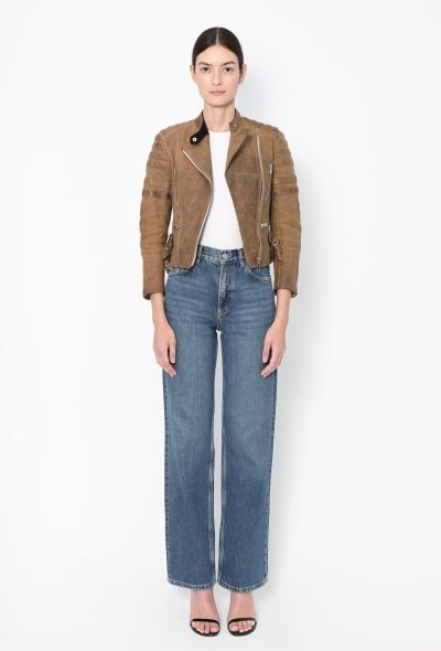 Céline Distressed Leather Biker Jacket - 2