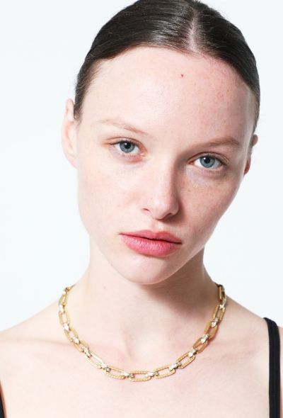 Vintage Fine Jewelry 18k Gold & Diamond Chainlink Necklace - 1