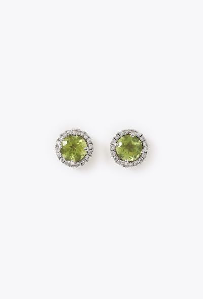 Modern Fine Jewelry 18K White Gold & Peridot Stud Earrings - 1