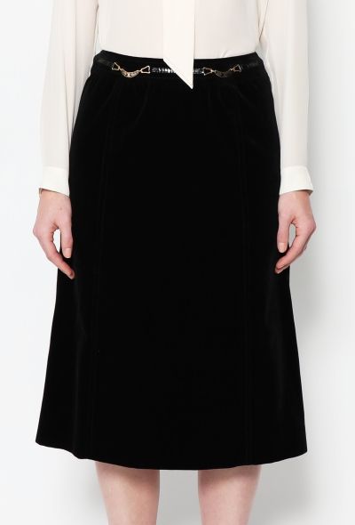 Céline Vintage Triomphe Velvet Skirt - 2