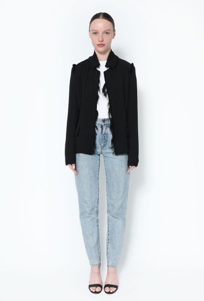 Saint Laurent Tom Ford Frayed Trim Silk Jacket - 1