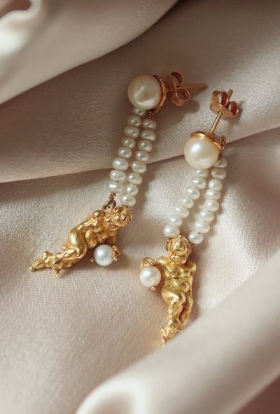 Modern Fine Jewelry Germano Gioielleria 18k Yellow Gold & Pearl Earrings - 2