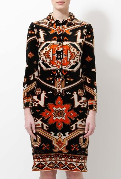 Exquisite Vintage Leonard '60s Graphic Velvet Shirt Dress - 2