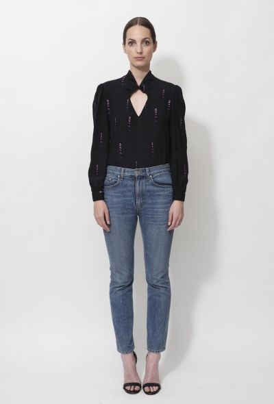 Azzaro Vintage Geometric Keyhole Blouse - 2