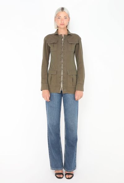 Saint Laurent Khaki Lace-up Safari Jacket - 2