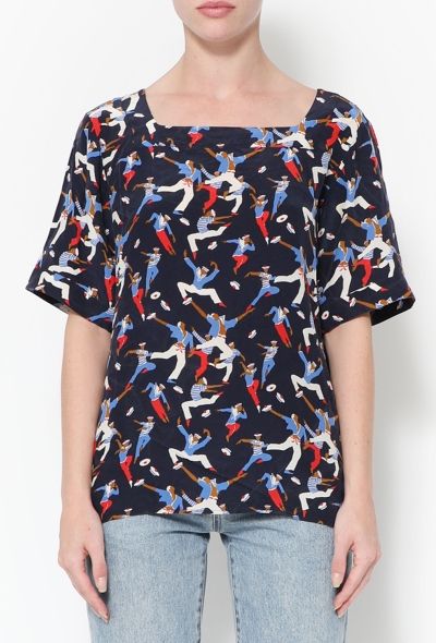 Saint Laurent S/S 1992 Graphic Silk Blouse - 1