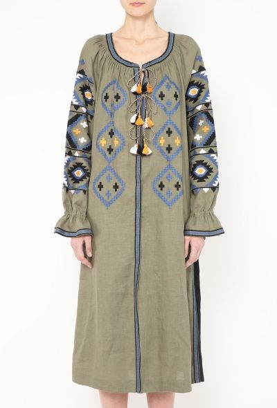 Vita Kin Embroidered Belted Linen Tassel Tunic - 2