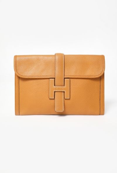 Hermès '80s Gold Fjord Jige Clutch - 1