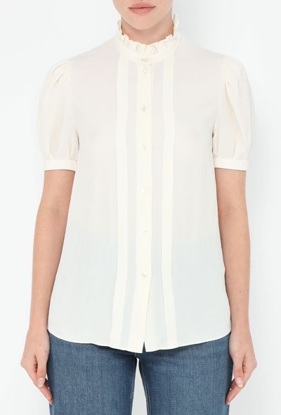 Céline 2020 Silk Ruffled Trim Blouse - 1