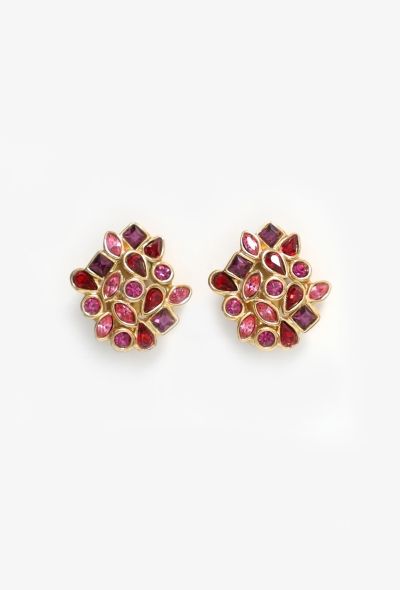 Saint Laurent '90s Strass Embellished Clip Earrings - 1