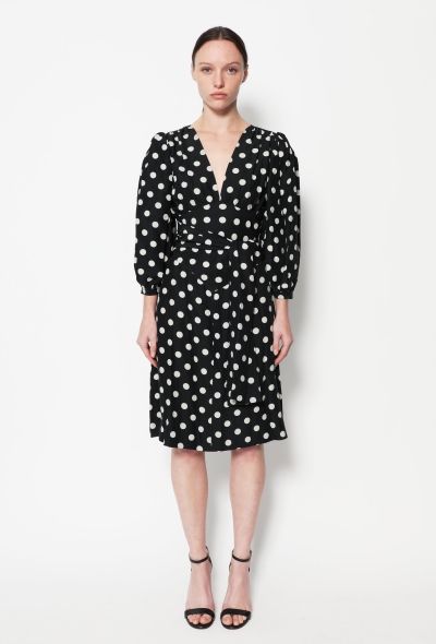 Saint Laurent 70s Polka Dot Belted Silk Dress - 2