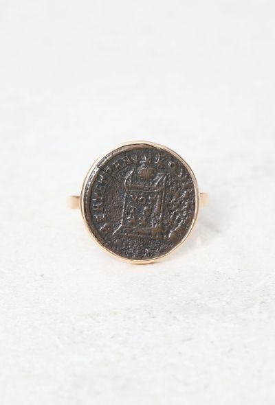 Vintage & Antique 18k Rose Gold Roman Nummus Coin Ring - 2