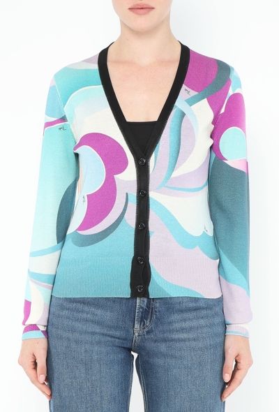 Emilio Pucci Abstract Silk Knit Cardigan - 1