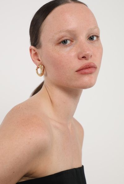 Vintage Fine Jewelry 18k Yellow Gold Twisted Clip On Earrings - 2