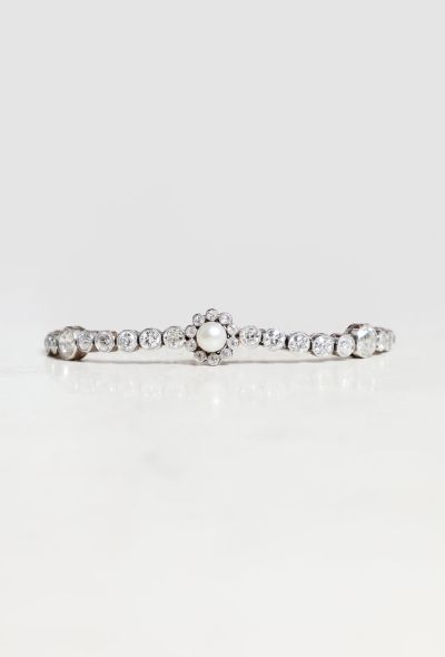 Vintage Fine Jewelry Art Déco Platinum, Pearl and Diamond Bracelet - 1