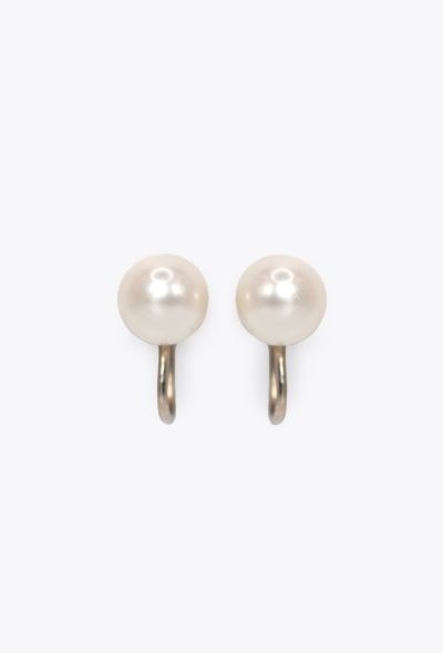 Vintage Fine Jewelry 18k White Gold & Cultured Pearl Earrings - 1