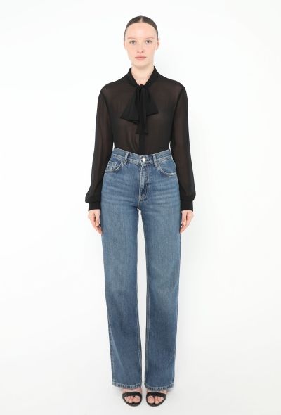 Saint Laurent 2016 Silk Lavallière Blouse Black - 2